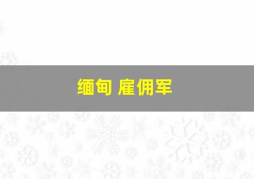 缅甸 雇佣军